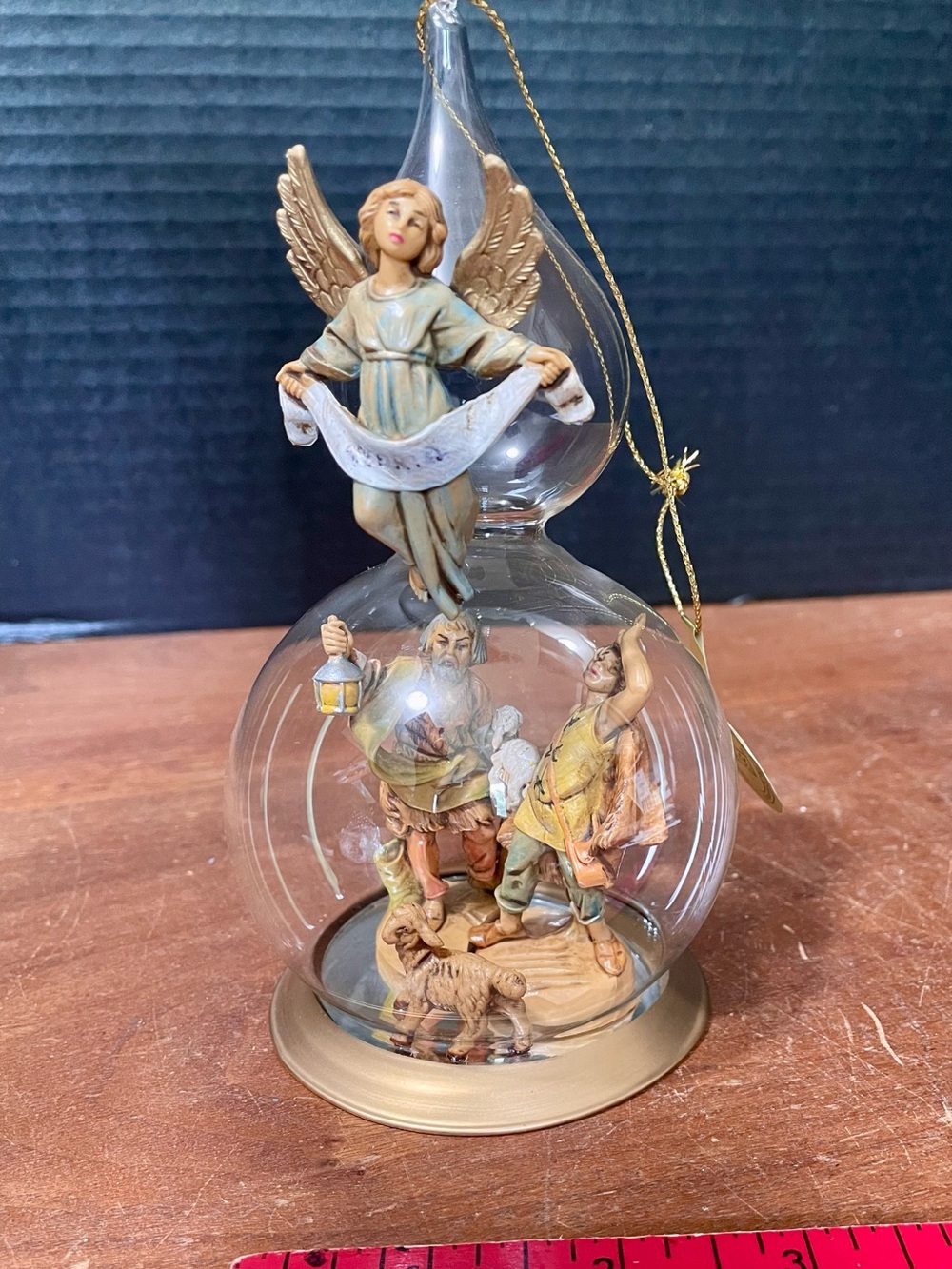 Fontanini Blown Glass diorama Christmas Ornament Shepherds 56185 Italy